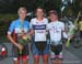 WomenâÄôs podium for stage 1 of the 2016 Tour de Delta: Steph ROORDA (Team Canada) 2nd, Elliott Joelle NUMAINVILLE (Cervelo Bigla Pro Cycling Team) 1st, Tina PIC (The Happy Tooth Pro Cycling) 3rd. 		CREDITS:  		TITLE:  		COPYRIGHT: Greg Descantes